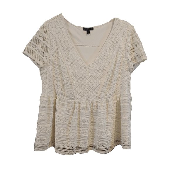 Lane Bryant Tops - Lane Bryant White Lace Top Size 18/20